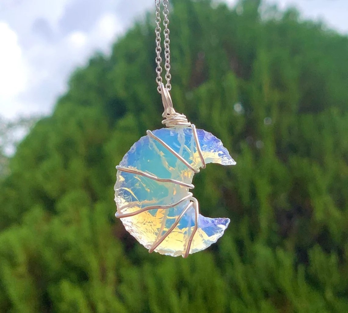 Mystical Crescent Moon Crystal Necklace