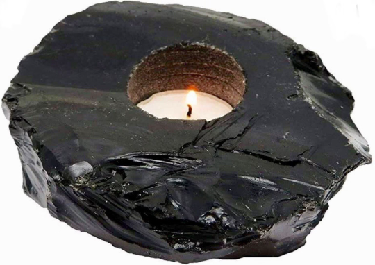 Protective Black Obsidian Candle Holder: Cleanse, Shield, and Illuminate