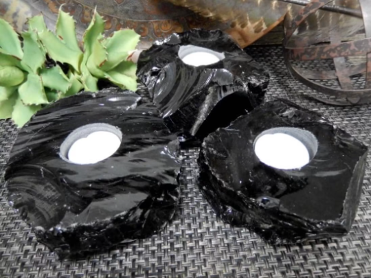 Protective Black Obsidian Candle Holder: Cleanse, Shield, and Illuminate